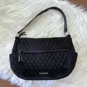 Vera Bradley | Women’s Go Ahead Solid Black Quilted Velvet Shoulder Bag Purse